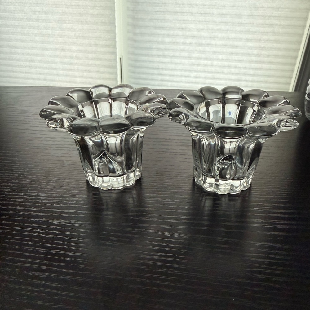 Vintage Borgonovo | 2 Pc Glass Candleholder Set in Box | Queen Made in Italy - Picture 3 of 9